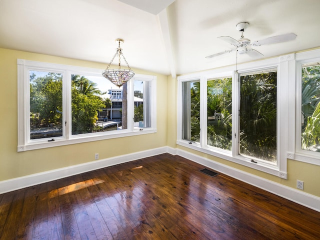 interior space featuring ceiling fan