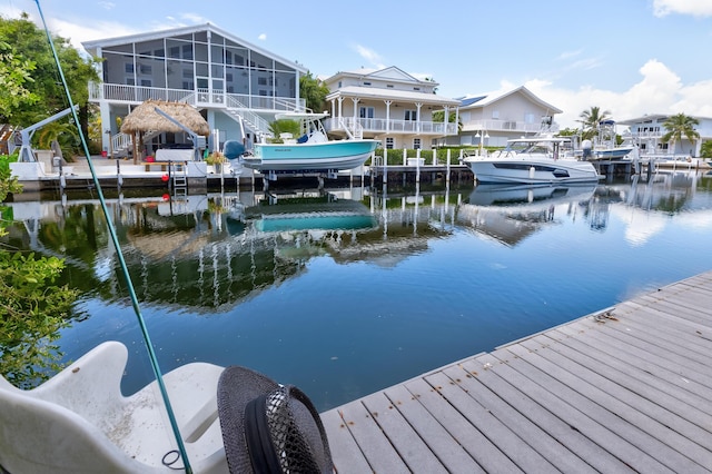 dock area featuring a water view