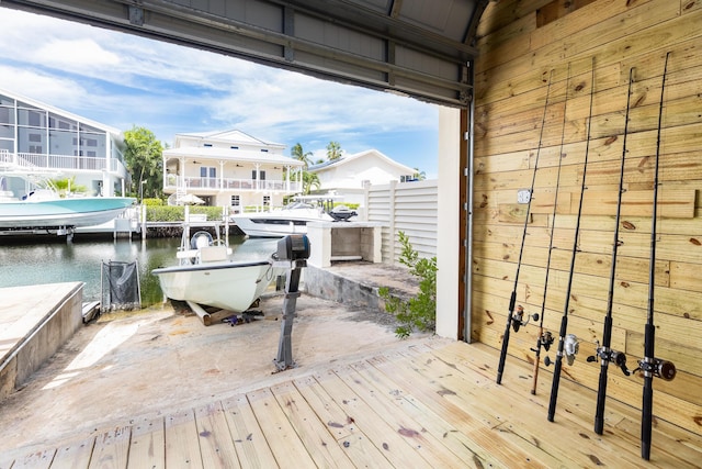 dock area featuring a water view