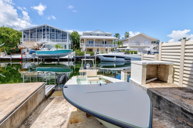 view of dock featuring a water view