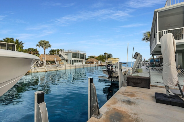 dock area featuring a water view