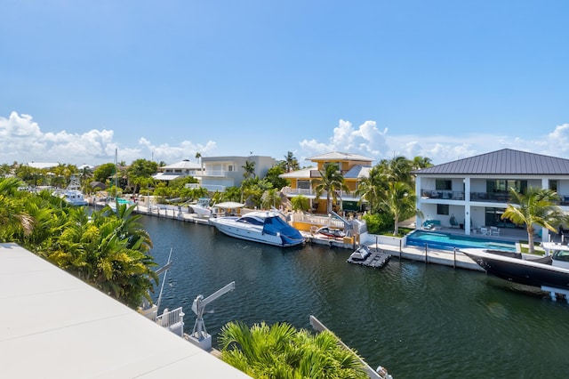 view of water feature featuring a dock