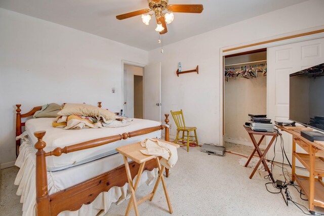 3746 Paula Ave, Key West, FL 33040 - bedroom featuring a closet, a ceiling fan, and dark aggregate flooring