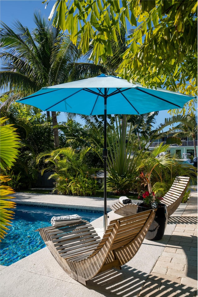 outdoor pool featuring a patio area