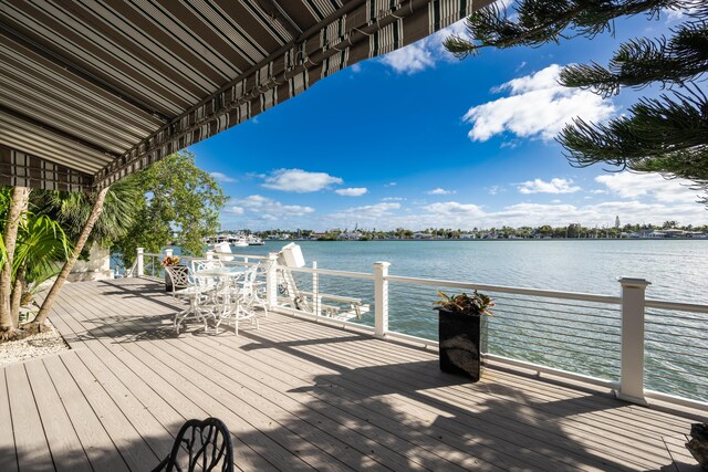 view of dock featuring a deck with water view