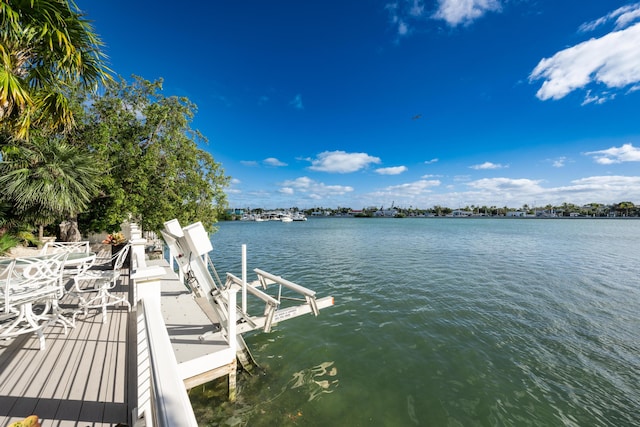 view of dock featuring a water view