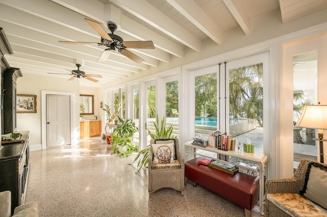 sunroom / solarium with beam ceiling