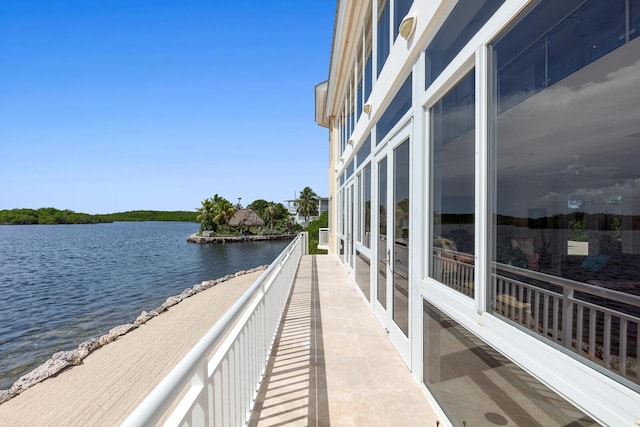 balcony with a water view