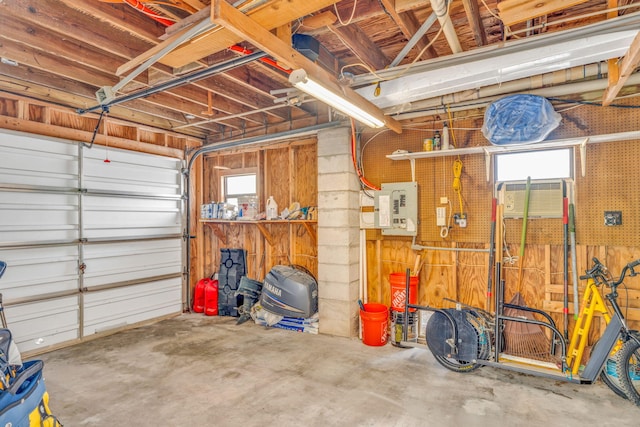 garage with electric panel