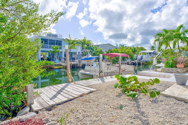 view of dock featuring a water view