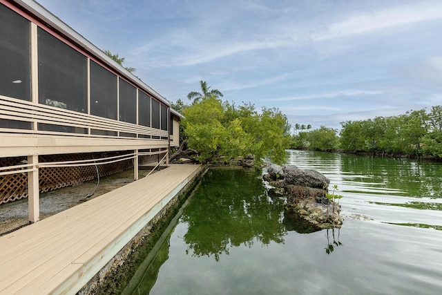 view of dock featuring a water view