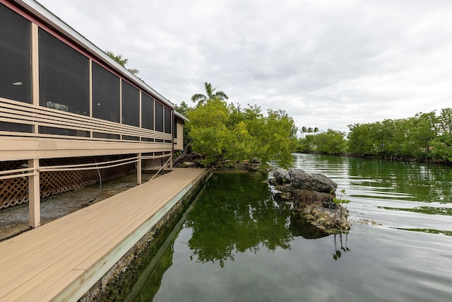 dock area with a water view