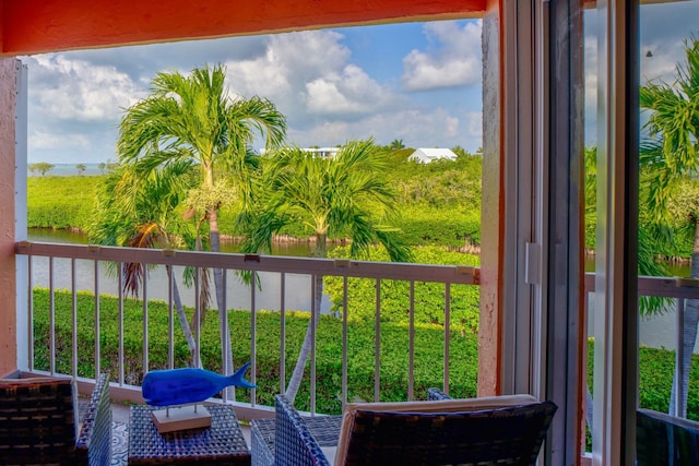 balcony with a water view