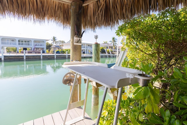 view of dock featuring a water view