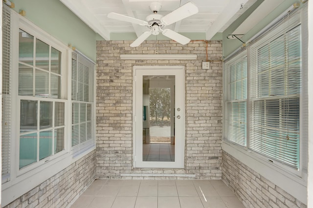 462 Sunset Dr, Key Largo, FL 33037 - doorway to property with brick siding and ceiling fan