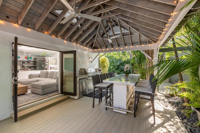 1511 S Street, Key West, FL 33040 - wooden deck featuring a ceiling fan