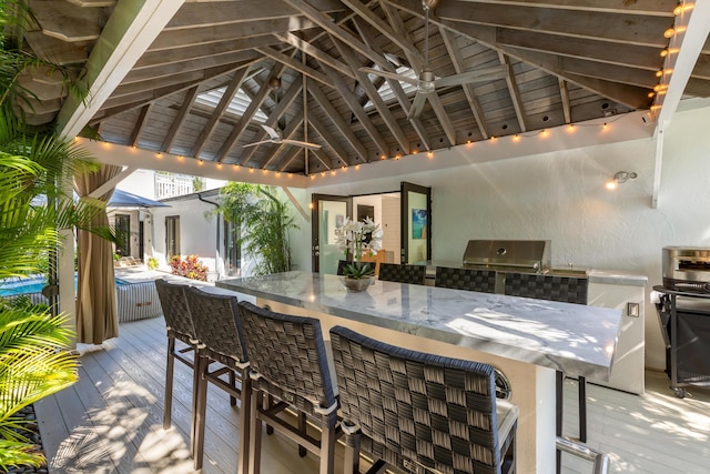 1511 S Street, Key West, FL 33040 - view of patio featuring a gazebo, a ceiling fan, and a wooden deck