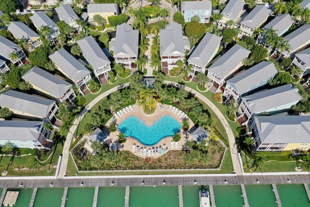 144 Anglers Way, Islamorada, FL 33036 - aerial view of property's location with a pool and nearby suburban area