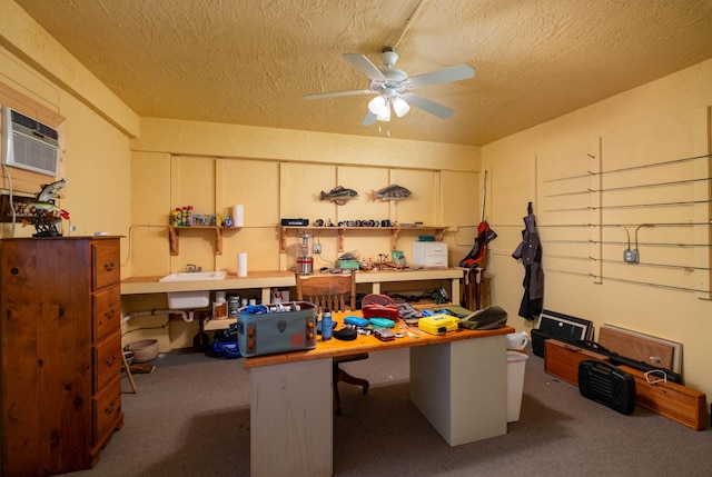 81250 Overseas Hwy Unit 2, Islamorada, FL 33036 - carpeted office featuring a textured ceiling and a ceiling fan