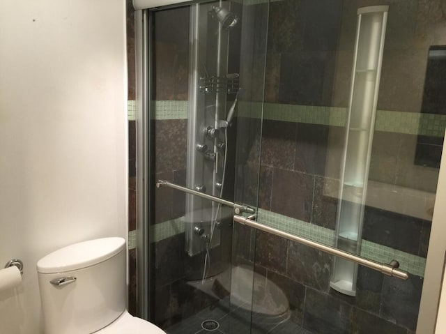 bathroom featuring toilet and walk in shower