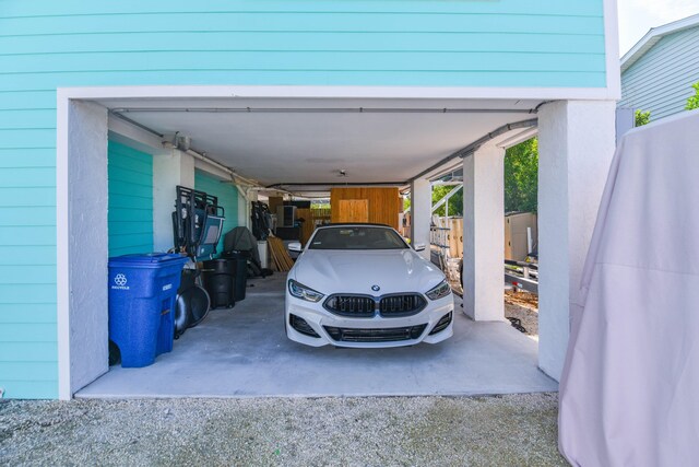 garage with a carport