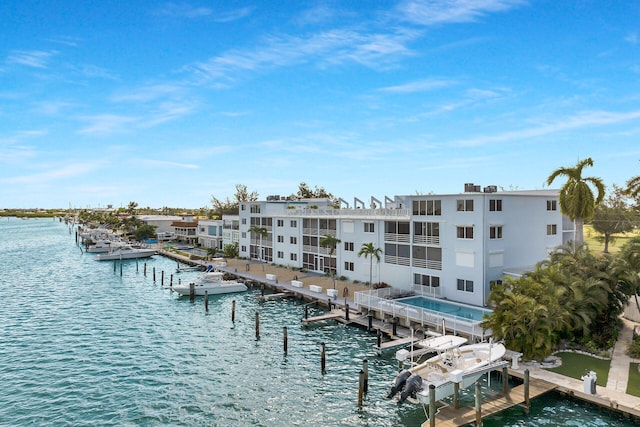 exterior space featuring a boat dock