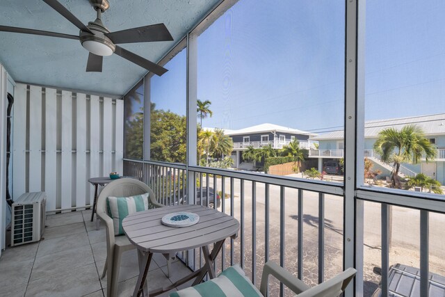 balcony with ceiling fan