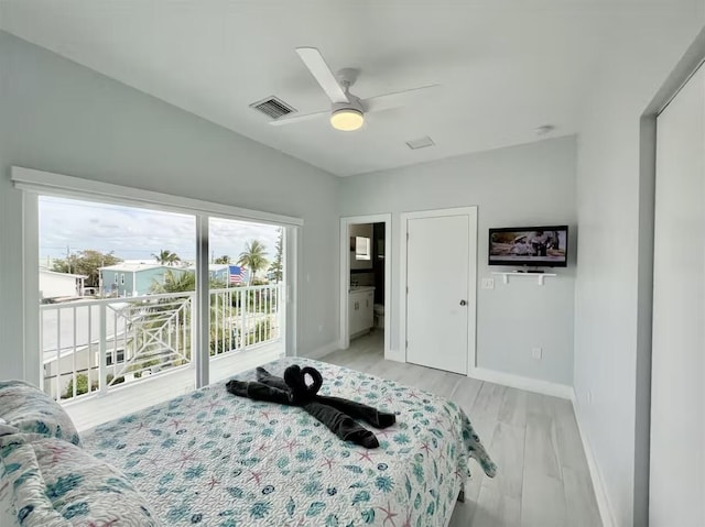 1021 82nd St, Marathon, FL 33050 - bedroom featuring visible vents, light wood-style flooring, baseboards, and access to outside