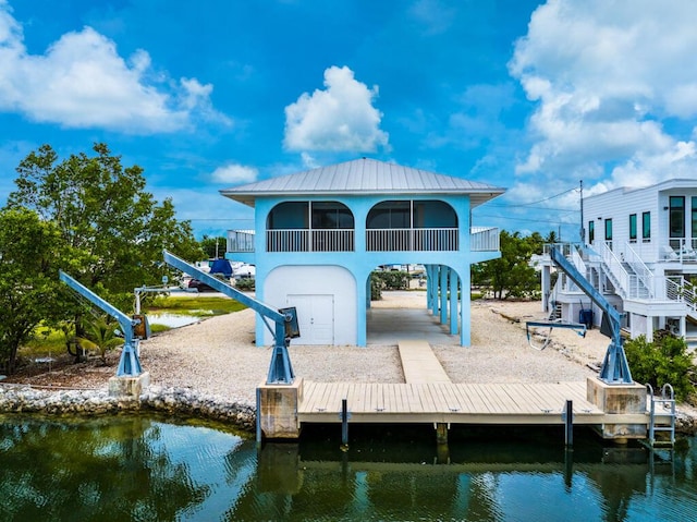 view of dock featuring a water view