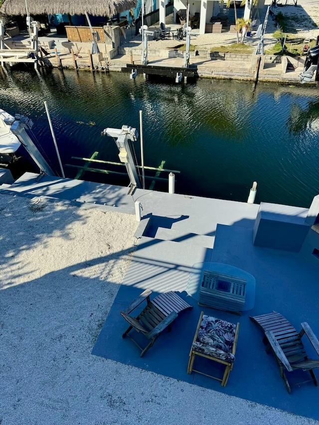 view of dock featuring a water view