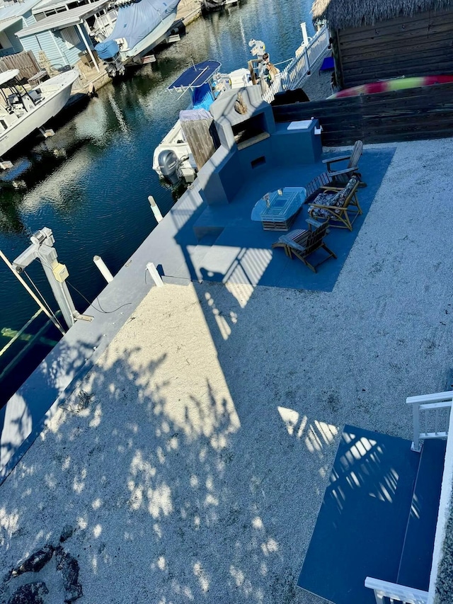 exterior space featuring a water view