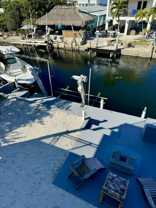 dock area featuring a water view