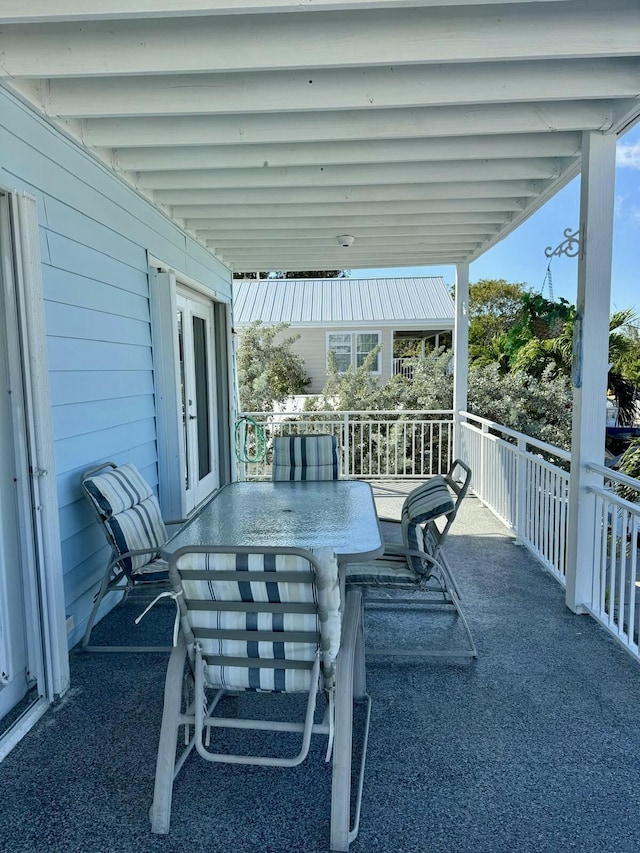 view of patio / terrace featuring french doors and outdoor dining area