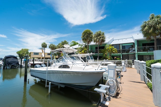 view of dock featuring a water view