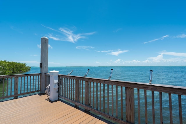 dock area featuring a water view