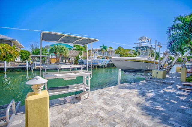 dock area featuring a water view