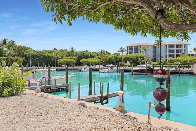 dock area featuring a water view