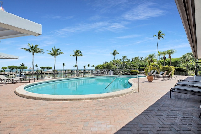 view of pool featuring a patio