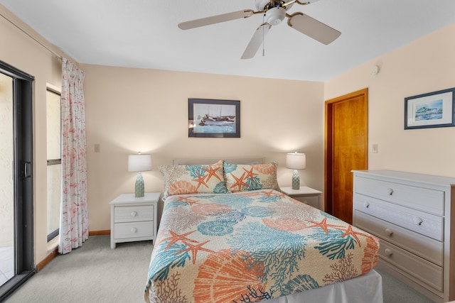 1133 W Ocean Dr Unit 2, Key Colony, FL 33051 - bedroom featuring baseboards, carpet flooring, and a ceiling fan