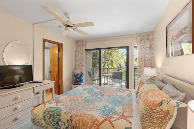 1133 W Ocean Dr Unit 2, Key Colony, FL 33051 - bedroom featuring access to outside and ceiling fan