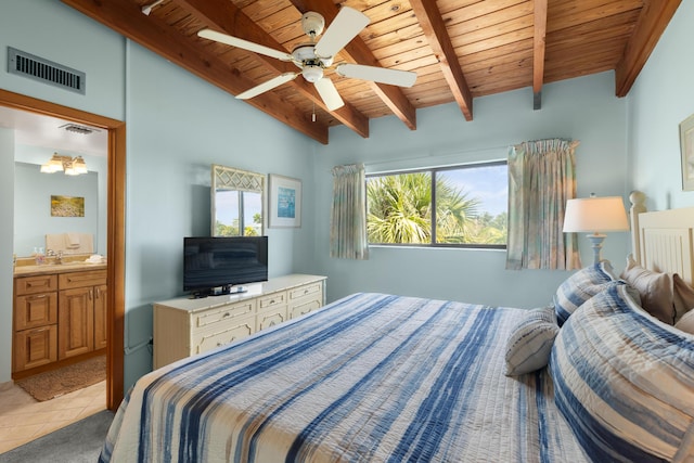 1133 W Ocean Dr Unit 2, Key Colony, FL 33051 - bedroom featuring a sink, light tile patterned flooring, wooden ceiling, and visible vents