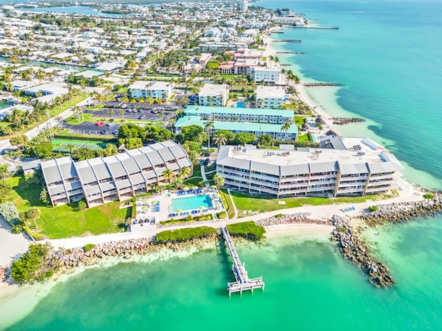 1133 W Ocean Dr Unit 2, Key Colony, FL 33051 - birds eye view of property featuring a water view and a beach view