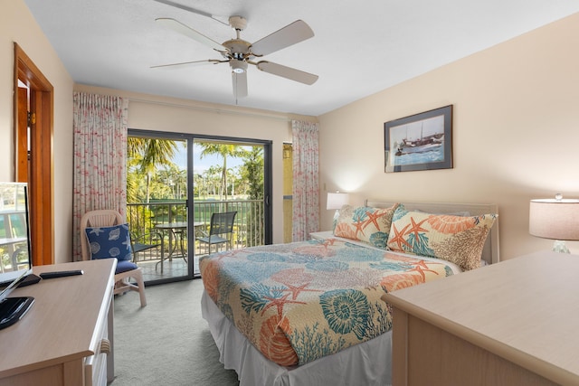 1133 W Ocean Dr Unit 2, Key Colony, FL 33051 - bedroom with access to exterior, carpet, and a ceiling fan