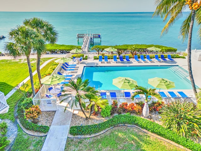 1133 W Ocean Dr Unit 2, Key Colony, FL 33051 - bird's eye view featuring a water view