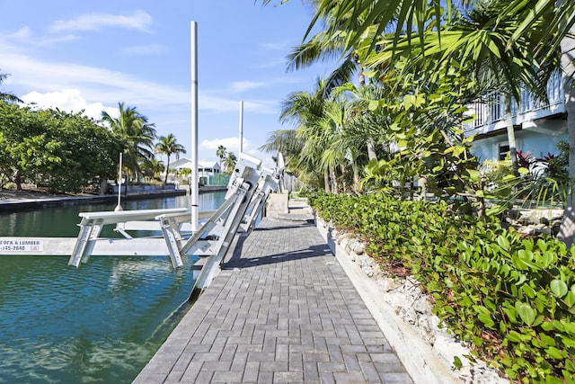 view of dock featuring a water view