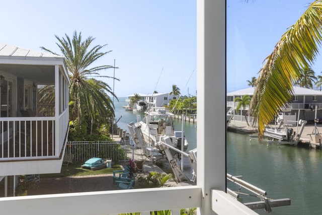 water view featuring a boat dock