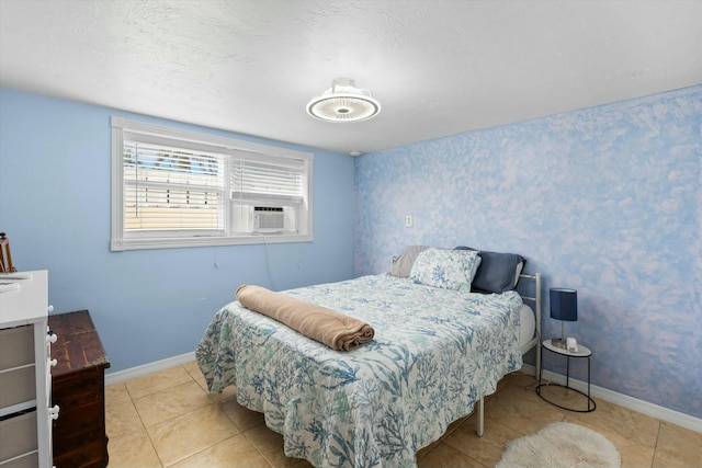 tiled bedroom featuring cooling unit