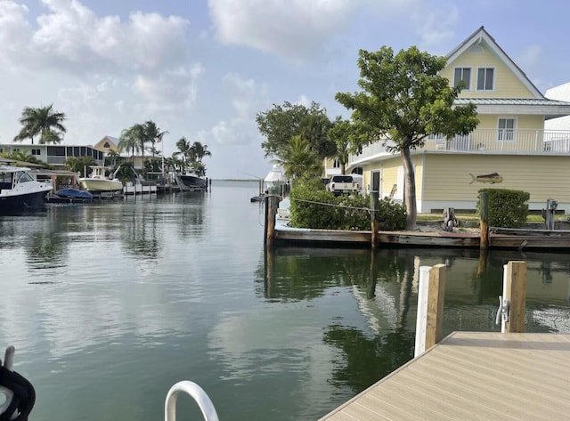 view of dock featuring a water view