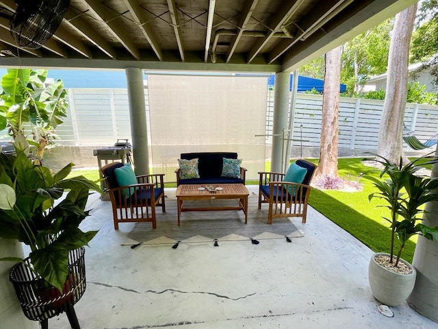 view of patio / terrace featuring an outdoor living space