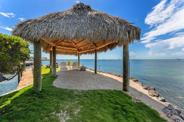 view of water feature featuring a gazebo